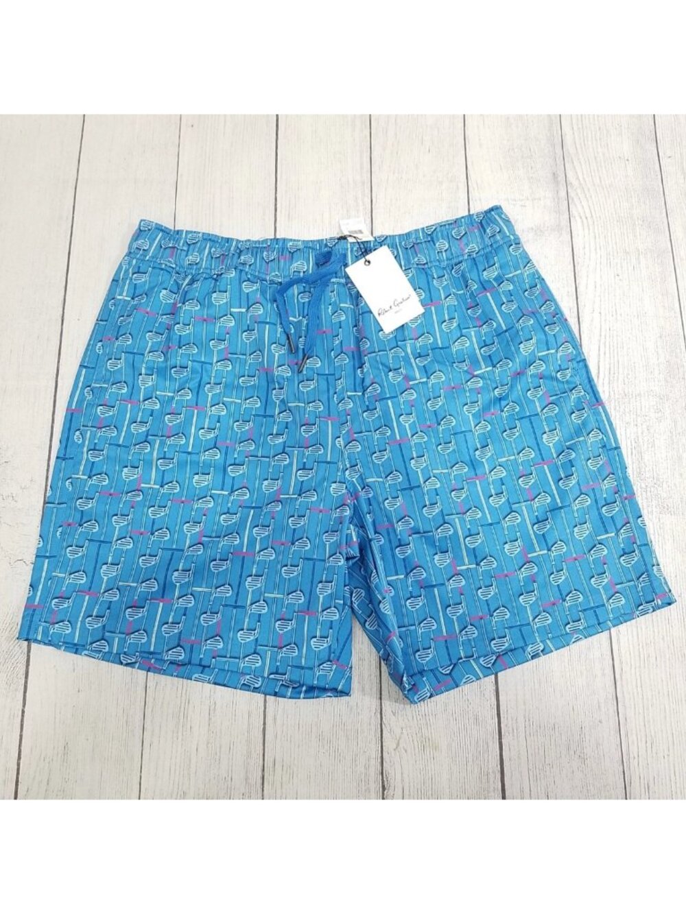 Robert Graham Golf Club Pattern Swim Board Shorts Mens Large